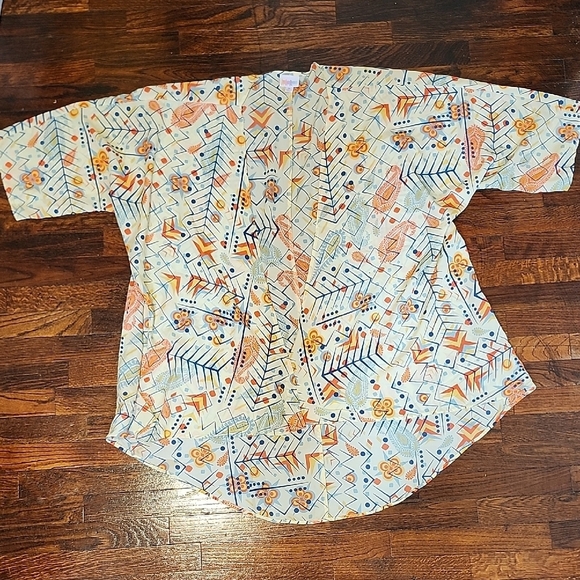 LuLaRoe Orange and Blue Super Soft Open Front Kimono Style Cardigan - Picture 1 of 5